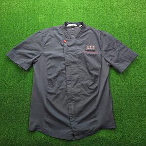 Chick-Fila Chef Shirt Mens Medium Blue Full Zip Employee Uniform Work Wear